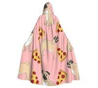 SDEGTHO Pug Pizza Pink Gothic Robe Wizard Cloak Adult Long Cape For Masquerade Medieval Halloween Costume