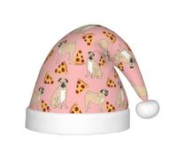SDEGTHO Pug Pizza Pink Kids Santa Hat Red Santa Comfortable Christmas For Children Holiday Xmas
