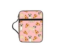 SDEGTHO Pug Pizza Pink Multifunctional Bible Organizer Bag with Inner Compartments Practical Book Bag for School Library
