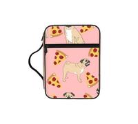 SDEGTHO Pug Pizza Pink Printed Protective Bible Case, Water Resistant Oxford Carrier, Religious Stationery Organizer