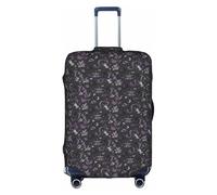 SDEGTHO Purple Black Goth Spooky Printing Elastic Suitcase Cover Dust Proof Scratch Resistant Fits Central Handle Luggage for Trips