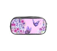 SDEGTHO Purple Butterfly Printed See-Through Pencil Case, Large Capacity Single Compartment, Protective Storage for Pens