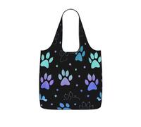 SDEGTHO Purple Dog S Paw Print Packable Grocery Shopper Reusable Tote 25l Polyester Shoulder Bag Modern Holiday Gift