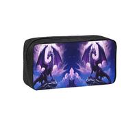 SDEGTHO Purple Dragon Printed Stationery Case Spacious Pencil Pouch Polyester Zip Organizer for School College Office Days