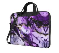 SDEGTHO Purple Marble Print Multi-Pocket Laptop Bag Shoulder Crossbody Case Shockproof Computer Briefcase For Sports
