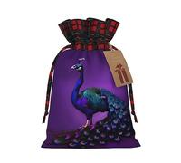 SDEGTHO Purple Peacock Pattern 1pcs Durable Material Tote Bag 8.3 * 11.8in With Drawstring Choice For Halloween Stylish Gift