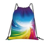 SDEGTHO Rainbow Background Printed Drawstring Backpack Gym Bag, Lightweight Water-Resistant Sports Backpack For Men Women, Yoga, Running, Workout