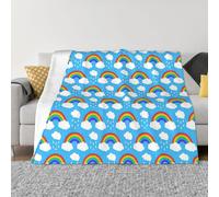 SDEGTHO Rainbow Clouds Raindrop Printing Ultra Soft Micro Fleece Anti Pilling Flannel Sofa Blanket For Camping Travel