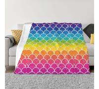SDEGTHO Rainbow Fish Scale Printing Ultra Soft Micro Fleece Anti Pilling Flannel Sofa Blanket For Camping Travel