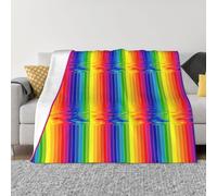 SDEGTHO Rainbow Striped Printing Ultra Soft Micro Fleece Anti Pilling Flannel Sofa Blanket For Camping Travel