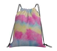 SDEGTHO Rainbow Stripes Printed Drawstring Backpack Gym Bag, Lightweight Water-Resistant Sports Backpack For Men Women, Yoga, Running, Workout