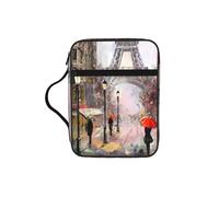 SDEGTHO Rainy Street in Paris Multifunctional Bible Organizer Bag with Inner Compartments Practical Book Bag for School Library