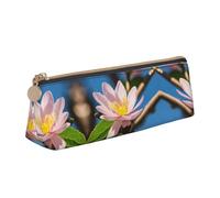 SDEGTHO Red Almond Blossom Fashion Triangular Leather Zipper Pencil Pouch With Large Storage Capacity Pencil Pouch, White, One Size, Art Deco