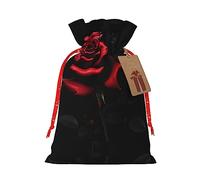 SDEGTHO Red And Roses 1pcs Durable Material Tote Bag 8.3x11.8in With Drawstring Choice For Halloween Stylish Gift
