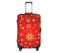 SDEGTHO Red Background Golden Snow Printing Elastic Suitcase Cover Dust Proof Scratch Resistant Fits Central Handle Luggage for Trips