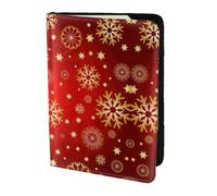 SDEGTHO Red Background Golden Snow Printing Passport Holder for Travel Must Have,Passport Cover Case for Travel Accessories for Women Men