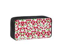 SDEGTHO Red Cherries Printed Spacious Pencil Bag, Oxford Cloth Pen Pouch Holds 50+, for Students Artists Writers