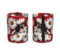 SDEGTHO Red Flower and White Daisy Car Trash Can Multipurpose Trash Bin for Daily Commuting and Office Carpooling