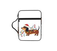SDEGTHO Red Hats Dachshund Dog Printed Church Bible Bag, Scripture Carrying Case for School, Durable Book Sleeve Organizer