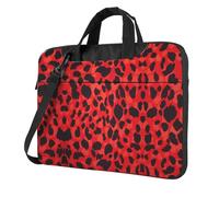 SDEGTHO Red Leopard Pattern Print Multi-Pocket Laptop Bag Shoulder Crossbody Case Shockproof Computer Briefcase For Sports