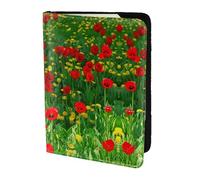 SDEGTHO Red Poppy Field Farm Meadow Landscape Printing Passport Holder for Travel Must Have,Passport Cover Case for Travel Accessories for Women Men