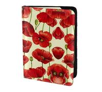 SDEGTHO Red Poppy Flower Printing Passport Holder for Travel Must Have,Passport Cover Case for Travel Accessories for Women Men