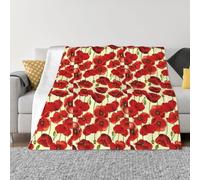 SDEGTHO Red Poppy Flower Printing Ultra Soft Micro Fleece Anti Pilling Flannel Sofa Blanket For Camping Travel