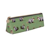 SDEGTHO Red Squirrel Fashion Triangular Leather Zipper Pencil Pouch With Large Storage Capacity Pencil Pouch, White, One Size, Art Deco