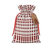 SDEGTHO Red White Checkered 1pcs Durable Material Tote Bag 4.7x 6.9in With Drawstring Choice For Halloween Stylish Gift