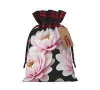 SDEGTHO Red White Gold Flower 1pcs Durable Material Tote Bag 8.3 * 11.8in With Drawstring Choice For Halloween Stylish Gift