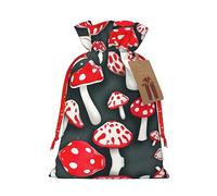 SDEGTHO Red White Mushroom 1pcs Durable Material Tote Bag 8.3x11.8in With Drawstring Choice For Halloween Stylish Gift