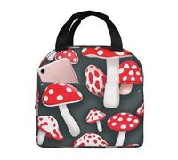 SDEGTHO Red White Mushroom Portable Lunch Box For Men Women Reusable Small Bag For Office Outdoor