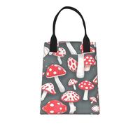 SDEGTHO Red White Mushroom Reusable Paper Bag For Office Workers, Suitable For Picnic, Travel, More
