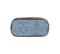 SDEGTHO Retro Blue Flowers Printed See-Through Pencil Case, Large Capacity Single Compartment, Protective Storage for Pens