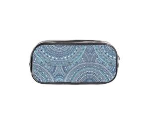 SDEGTHO Retro Blue Flowers Printed See-Through Pencil Case, Large Capacity Single Compartment, Protective Storage for Pens