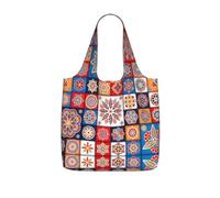 SDEGTHO Retro flowwer Printed Foldable Grocery Bag, 25L Reusable Shopping Tote, Lightweight Bag for Travel Daily Use