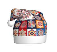 SDEGTHO Retro Flowwer Printing 1 Pcs Christmas Knitted Santa Hats Elf Hat Crochet Christmas Beanie Xmas Party Caps For Adults Women Men