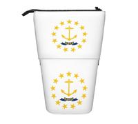 SDEGTHO Rhode Island State Flag Standing Pencil Case,Cute Stand Up Pencils Pouch,Telescopic Pen Pouches,Portable Pens Holder, Black, One Size, Fashion
