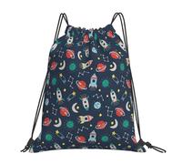 SDEGTHO Rocket Clipart Space Ship Printed Drawstring Backpack, Waterproof String Backpack Gym Bags For Sports, Gym, Travel, Swimming, Beach