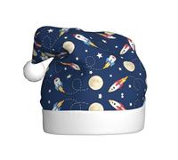 SDEGTHO Rocket In Space Printing 1 Pcs Christmas Knitted Santa Hats Elf Hat Crochet Christmas Beanie Xmas Party Caps For Adults Women Men
