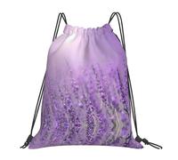 SDEGTHO Romantic Purple Lavender Printed Drawstring Backpack Gym Bag, Lightweight Water-Resistant Sports Backpack For Men Women, Yoga, Running, Workout