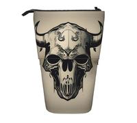 SDEGTHO Runner Bull Skull Cute Telescopic Pencil Case,Students Pen Holder,Stationery Storage for School College Supplies