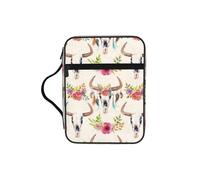 SDEGTHO Runner Bull Skull Multifunctional Bible Organizer Bag with Inner Compartments Practical Book Bag for School Library