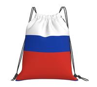 SDEGTHO Russian Flag Printed Drawstring Backpack, Waterproof String Backpack Gym Bags For Sports, Gym, Travel, Swimming, Beach