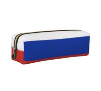 SDEGTHO Russian Flag Printed Leather Zipper Pencil Case for Students, Multi Purpose Pen Pouch for Kids Small Makeup Bag for Pens, Pencils, Markers