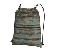 SDEGTHO Rustic Old Barn Wood Print Zipper Backpack, Water Resistant Drawstring Bag, Compact Foldable for Sports Yoga Dance