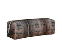 SDEGTHO Rustic Stall Wooden Door Printed Leather Zipper Pencil Case for Students, Multi Purpose Pen Pouch for Kids Small Makeup Bag for Pens, Pencils, Markers