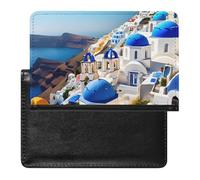 SDEGTHO Santorini Greek Island Sea View Travel Document Protector Sleeve, Passport Holder Cover for International Trips and Vacations
