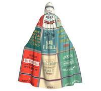 SDEGTHO Sayings Printing Adult Halloween Hooded Cloak 57.8 Inches Oversized Hat For Vampire