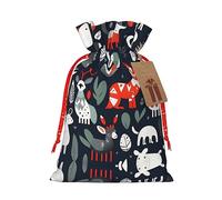 SDEGTHO Scandinavian Animals 1pcs Durable Material Tote Bag 8.3x11.8in With Drawstring Choice For Halloween Stylish Gift